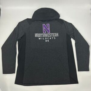 Northwestern Wildcats Shirt Mens 2XL Gray Black Under Armour Hoodie NCAA NEW